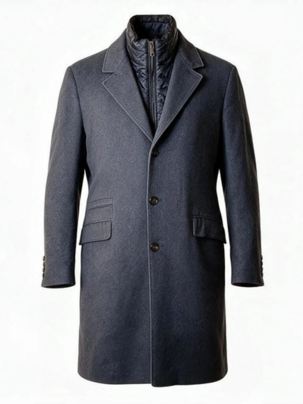 Schneiders Salzburg Benno Wool Blend Overcoat Gray w/ Navy Removable Liner US 44